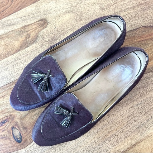 J Crew Biella calf hair leather maroon loafers - Picture 2 of 12